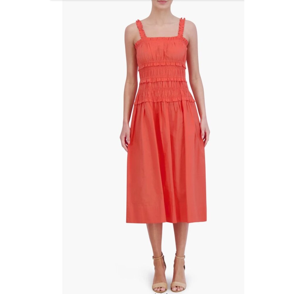 Eliza J Orange Cotton Midi Sundress size 4 - Picture 3 of 7
